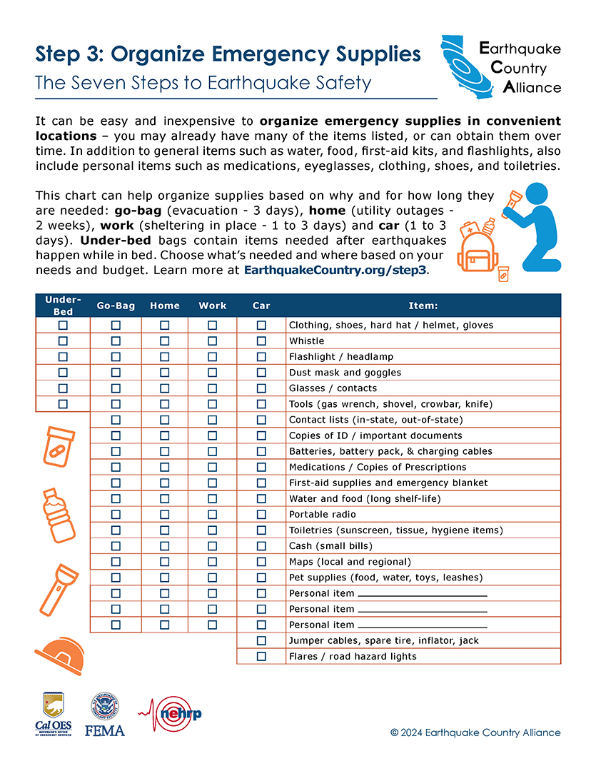 Image of cover of 8-page workbook for the Seven Steps to Earthquake safety